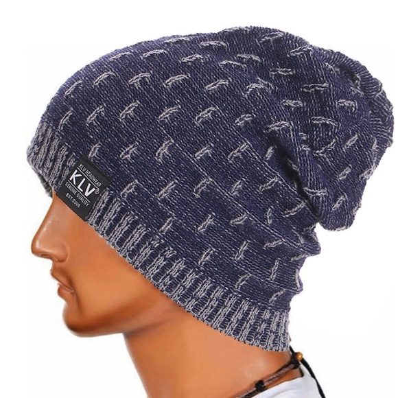 Blue Soft Knitted Lightweight Wool Slouchy Beanie - Picture 2 of 4